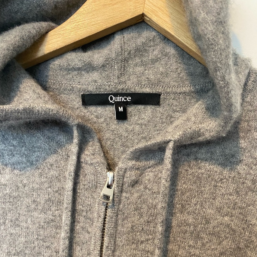 Quince Mongolian Cashmere Zip Hoodie in Light Gray - Picture 6 of 7